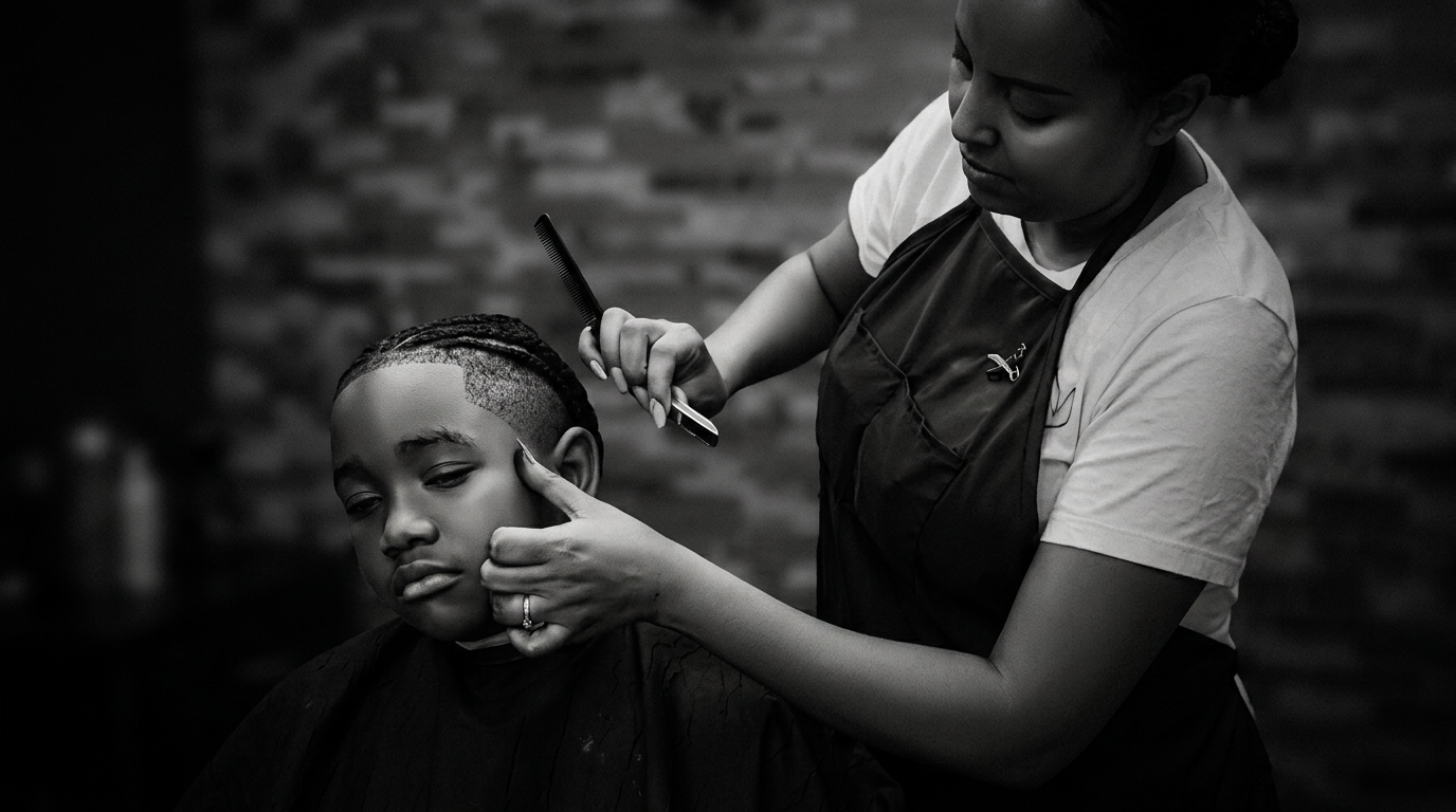 Master barber giving a precision skin fade in a luxury barbershop